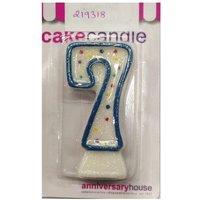 Anniversary House Polka Dot 7th Birthday Candle in Blue