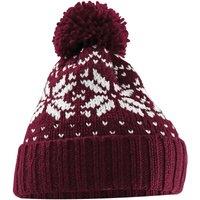 Beechfield Fair Isle Snowstar Beanie in Burgundy