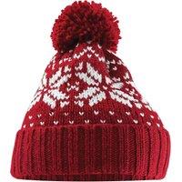 Beechfield Fair Isle Snowstar Beanie in Red
