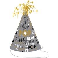Amscan Foil Cone New Year Party Hat in Grey