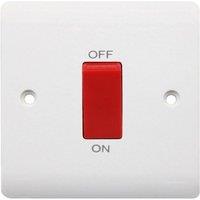 Securlec 1 Gang Square Cooker Switch in White