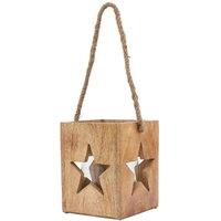 Hill Interiors Wooden Star Tealight Holder 10cm x 10cm x 10cm in Brown | Size: 10 cm x 10 cm x 10 cm