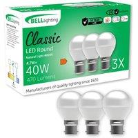 BELL Lighting B22 LED Golf Ball Bulb 4.7W Non-Dimmable 470lm Natural White 4000K | Size: Pack of 6