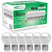 BELL Lighting E27 LED Golf Ball Bulb Non-Dimmable Warm White 470lm 4.7W Edison Screw | Size: Pack of 6