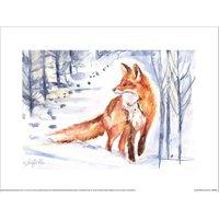 Jennifer Rose Fox Winter Walk Poster in White