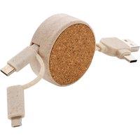 XD Design Wheat Straw & Cork 6-In-1 Retractable Connector Cable in Khaki