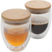 XD Design Double Wall 250ml Bamboo Glass Pack of 2 in Clear