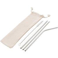XD Design Reusable Stainless Steel Straw Set (Pack of 3) in Silver