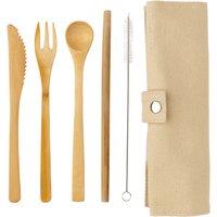 XD Design Reusable Bamboo Travel Cutlery Set in White