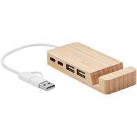 MidOcean Hubstand Bamboo USB Hub in Cream