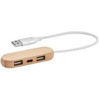 MidOcean Vina C Bamboo USB Hub in Cream
