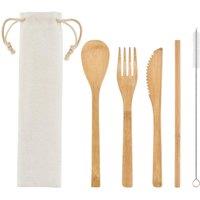 MidOcean Setstraw Bamboo Straw Cutlery Set (Pack of 5) in Beige