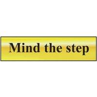Scan Mind The Step - Polished Brass Effect 200 X 50mm in Yellow