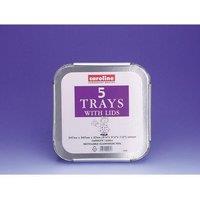 Caroline Foil Trays & Lids 60oz 239 x 239 x 35mm 5pk 1008