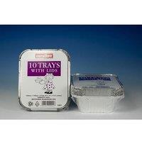 Caroline Foil Trays & Lids 16oz 103 x 129 x 41mm 10pk 1001