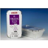Caroline Foil Trays & Lids 23oz 93 x 184 x 49mm 6pk 1002