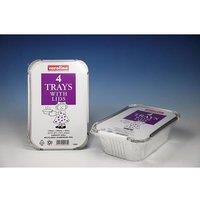 Caroline Foil Trays & Lids 30oz 139 x 203 x 45mm 4pk 1004