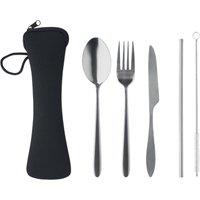 MidOcean 5 Service Reusable Stainless Steel Cutlery Set Set in Black