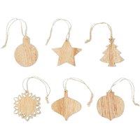 MidOcean Chriset Wooden Hanging Ornament (Pack of 6) in Cream