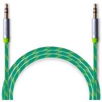 Boom 24 Carat Gold Plated Braided Aux Cable 3.5mm Jack Plug 1.5m Green