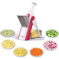 Dragodirect 4 in 1 Safe Mandoline Slicer Vegetable Cutter Dicer Adjustable in Red