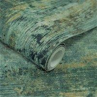 Grandeco Vincenzo Distressed Luxury Italian Plaster Wallpaper in Green