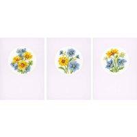 Vervaco Counted Cross Stitch Kit: Card: Blue & Yellow Flowers: Set of 3