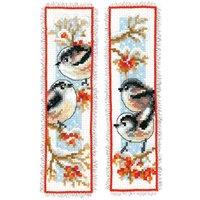 Vervaco B/MARK L/TAILED TITS - Counted Cross Stitch Kit: Bookmarks: Long-Tailed Tits & Red Berries: Set of 2