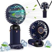 Dragodirect 2 in 1 Portable Mini Handheld Fan Rechargeable LED Portable Table USB-C Blue in Dark Blue