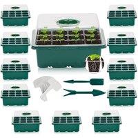 Dragodirect 6 Packs Seed Trays with Clear Lids Seed Propagator Set Garden in Green