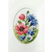 Orchidea CARD KIT POPPIES - Cross Stitch Kit: Greetings Card: Poppies in Silver