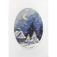 Orchidea Cross Stitch Kit: Greetings Card: Twilight Winter Scene