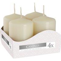 KDMD Set of 4 Pillar Candles 40x60mm - Ivory in Cream