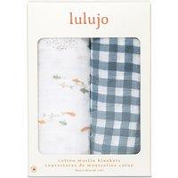 Lulujo 2-pack Cotton Swaddles - Fish / Navy Gingham