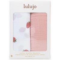 Lulujo 2-pack Cotton Swaddles - Strawberries / Pink