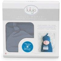 Lulujo Bamboo Hat & Swaddle Blanket Gift Set- Navy