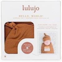 Lulujo Bamboo Hat & Swaddle Blanket Gift Set- Tan