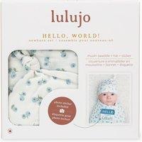 Lulujo Bamboo Hat & Swaddle Blanket Gift Set- Blueberries