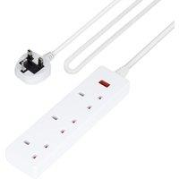 Geepas 3 Gang Extension Lead, 2M Cable with Indicator Light Wall Mountable in Off-White
