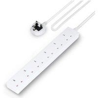 Geepas 6 Gang Extension Lead, 1M Cable Wall Mountable 13A in White