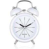 Krypton Retro Alarm Clock Non-Ticking Twin Bell in White