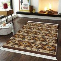 Smart Living Luxury Traditional Design Soft Reversible Washable Aqcha Rug in Mustard | Size: 120 cm x 180 cm