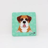 Mulberry Studios Pet Coaster - Dog - Boxer in Bright Green