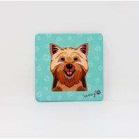 Mulberry Studios Pet Coaster - Dog - Yorkshire Terrier in Green