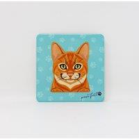 Mulberry Studios Pet Coaster - Ginger Cat in Blue