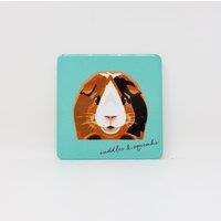 Mulberry Studios Pet Coaster - Cuddles & Squeaks Tricolour Guinea Pig in Green