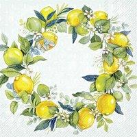 IHR Ideal Home Range Lunch Napkins Lemon Wreath Mint 33cm 3ply 20 Pack