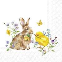 IHR Ideal Home Range Lunch Napkins Easter Bunny & Chick 33cm 3ply 20 Pack in White