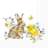 IHR Ideal Home Range Cocktail Napkins Easter Bunny & Chick 25cm 3ply 20 Pack in White
