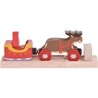 Bigjigs Rail Santa Sleigh with Reindeer Toy Train - Train for Christmas Train Sets